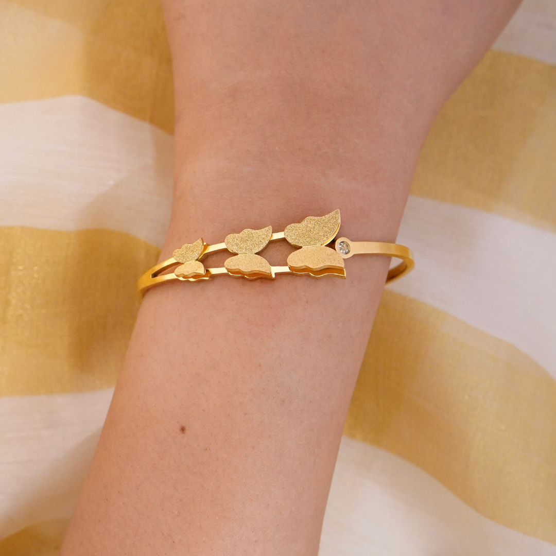 Gold-Plated Leaf Motif Bracelet