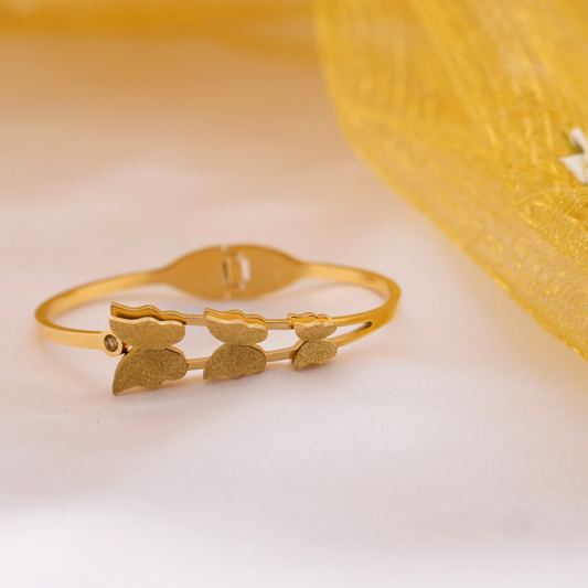 Gold-Plated Leaf Motif Bracelet